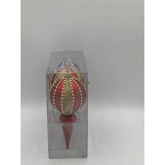 Set Of 3 Shatterproof Ornate 7" Christmas Cone Ornaments Jeweled - Picture 4 of 6